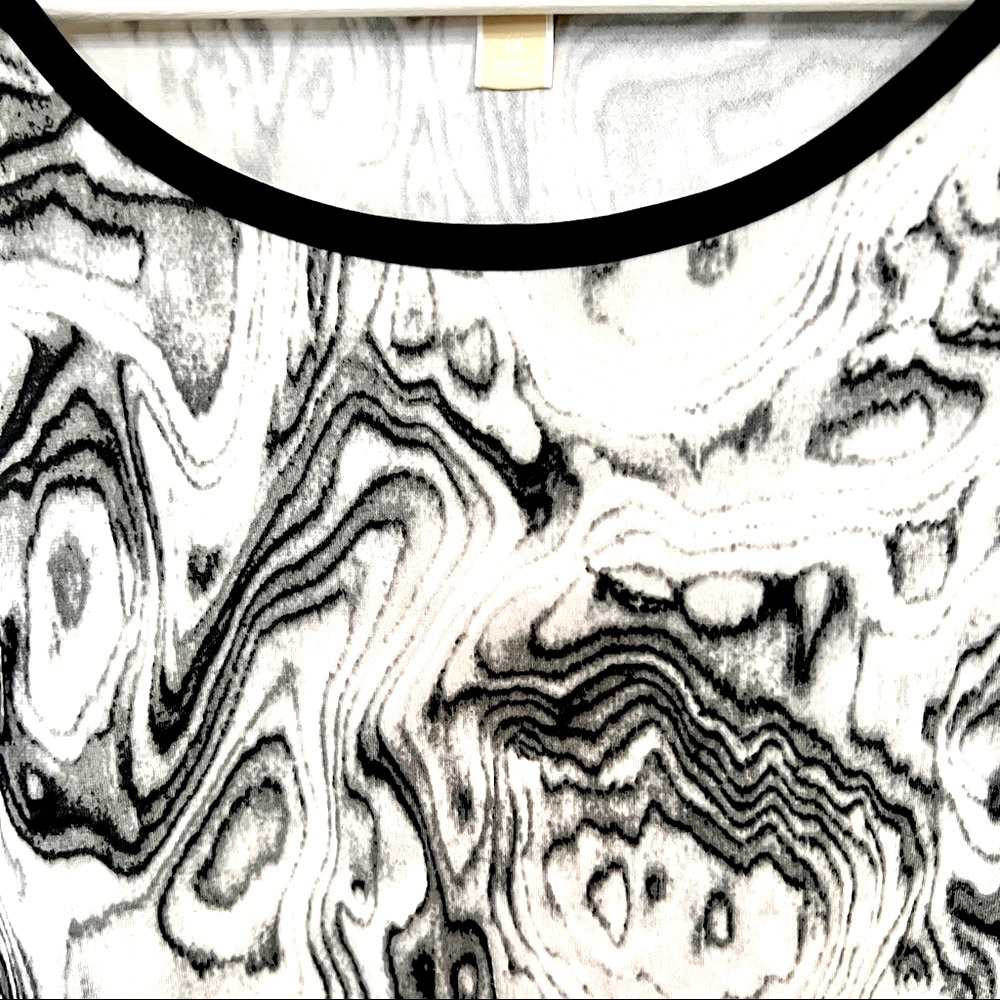 MICHAEL Shift Dress Mod Print Long Sleeves Black & White sz 1X - Picture 3 of 12
